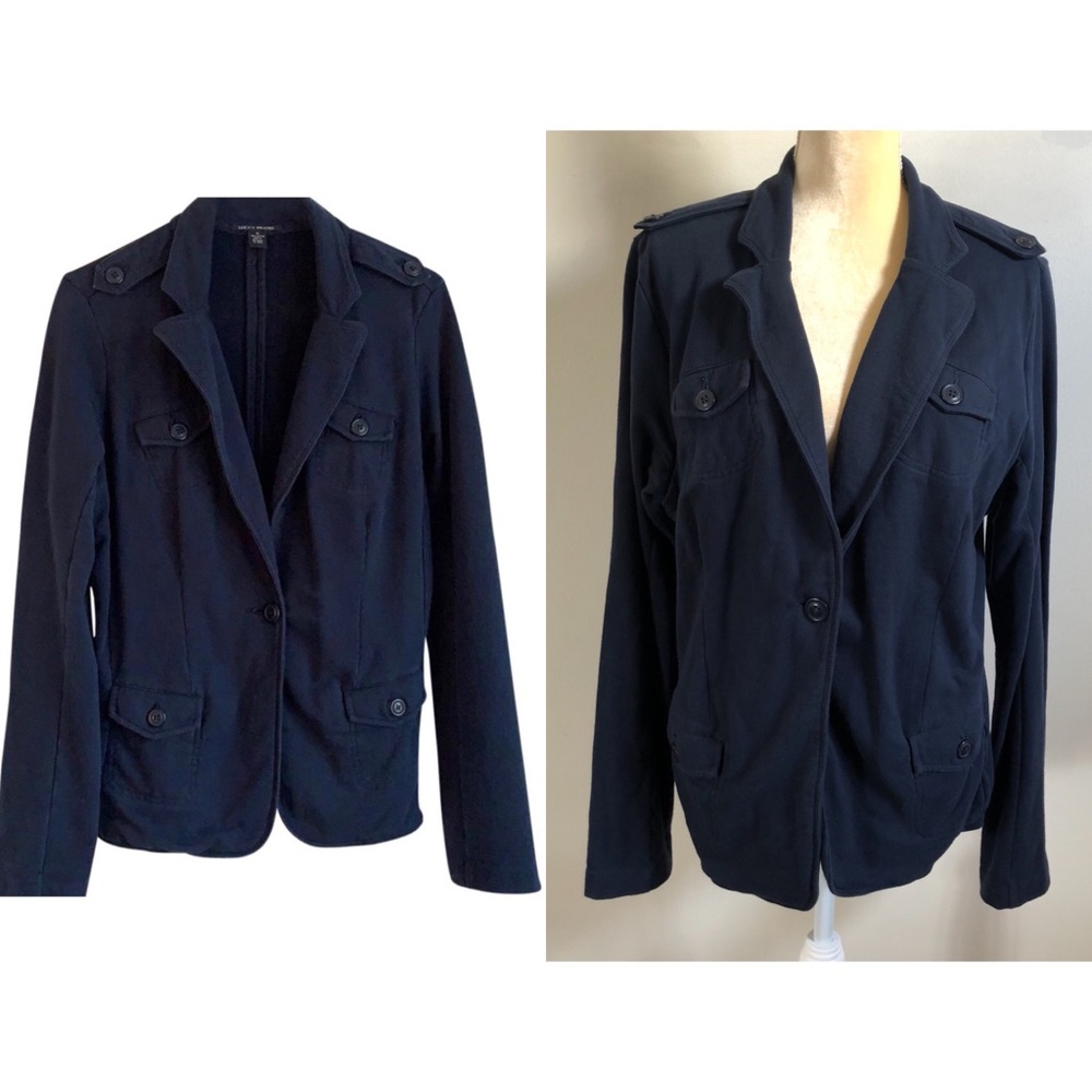 Lucky Brand navy military knit jacket